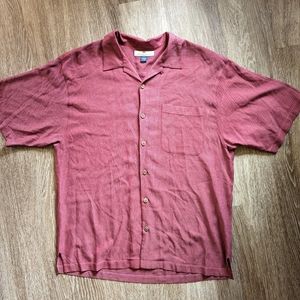 Tommy Bahama 100% Silk Short Sleeve Collared Button Down Shirt